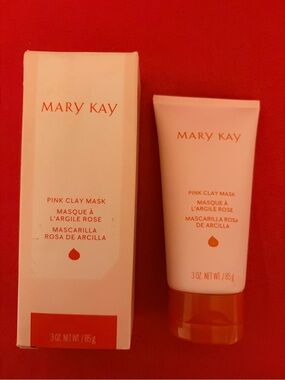 Mary Kay Pink Clay Mask Tube and Box - Pink and Orange Accents